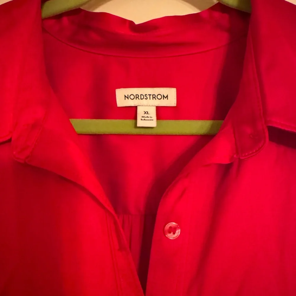 Nordstrom Silk Bright Red Shirt Dress - Picture 3 of 3